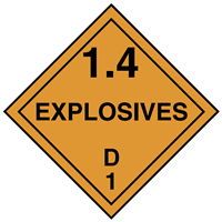 1.4 - Explosives which present no significant blast hazard; D - Substances or articles which may mass detonate (with blast and/or fragment hazard) when exposed to fire.