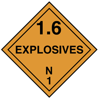 1.6 - Extremely insensitive articles which do NOT have a mass explosion hazard; N - Articles which contain only extremely insensitive detonating substances and demonstrate a negligible probability of accidental ignition or propagation.